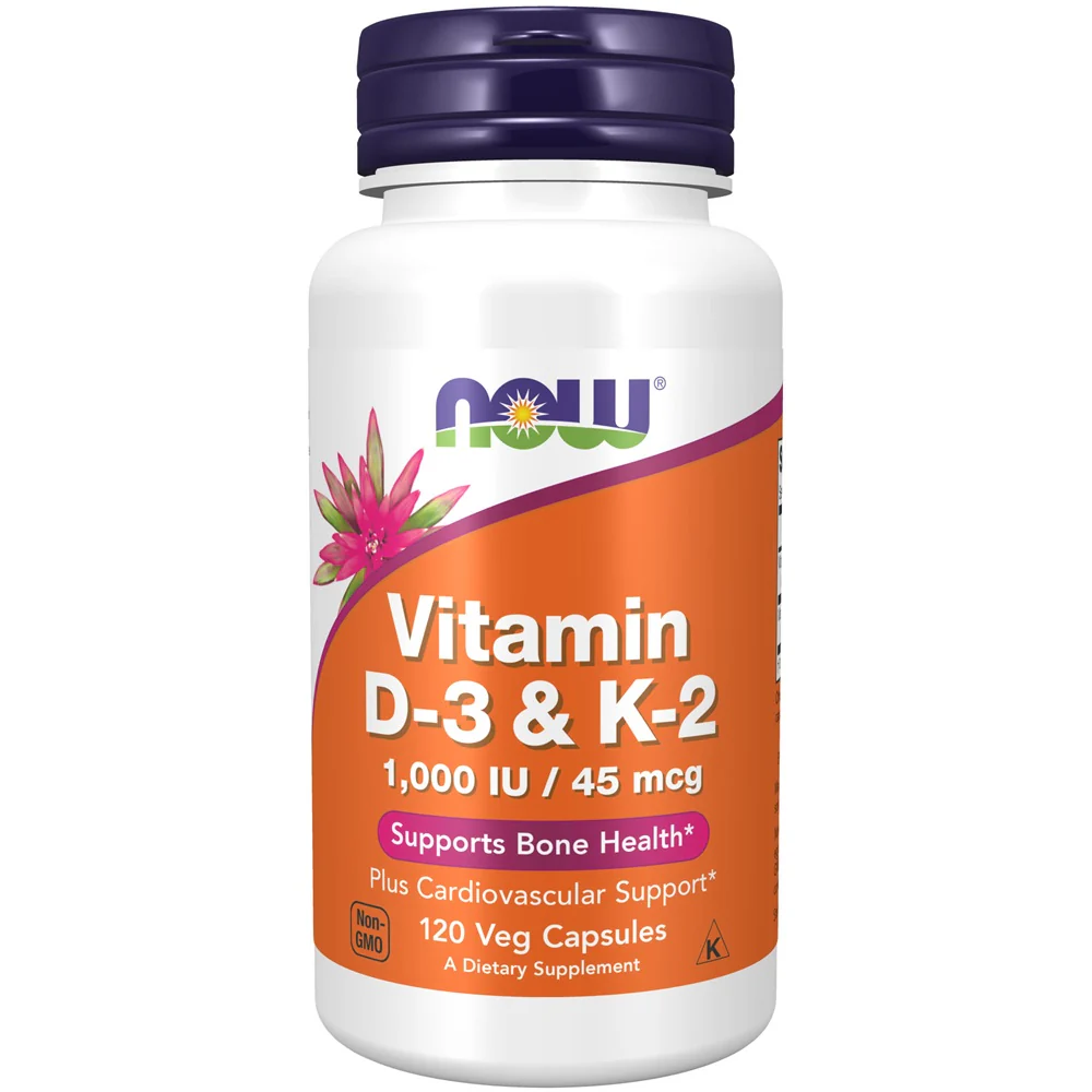 NOW FOODS VITAMIN D3/K2 1000IU/45MCG 120CAPS - Image 2